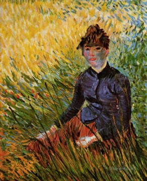 Vincent Van Gogh Painting - Woman Sitting in the Grass Vincent van Gogh